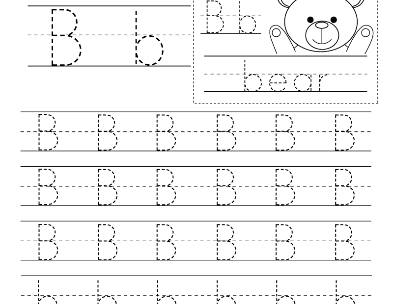 Free Printable Letter B Writing Practice Worksheet