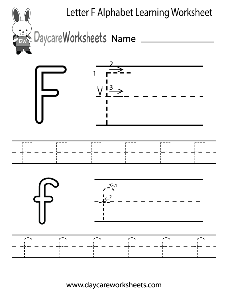 Free Printable Letter F Alphabet Learning Worksheet For Preschool
