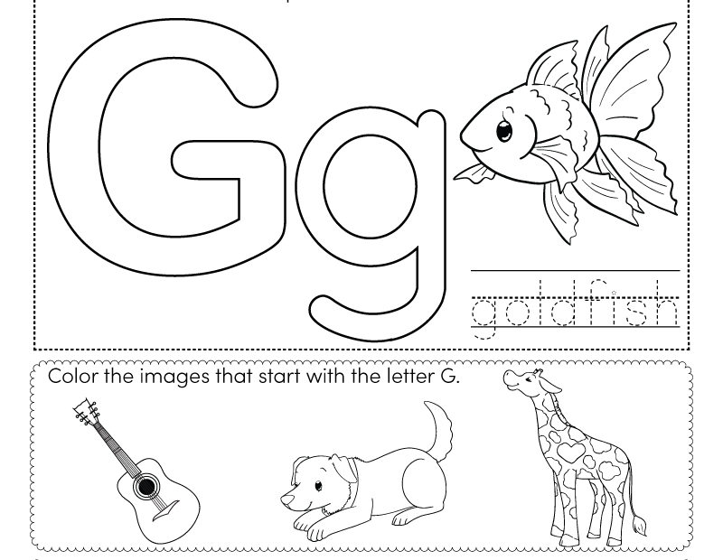 Free Printable Letter G Coloring Worksheet For Kindergarten
