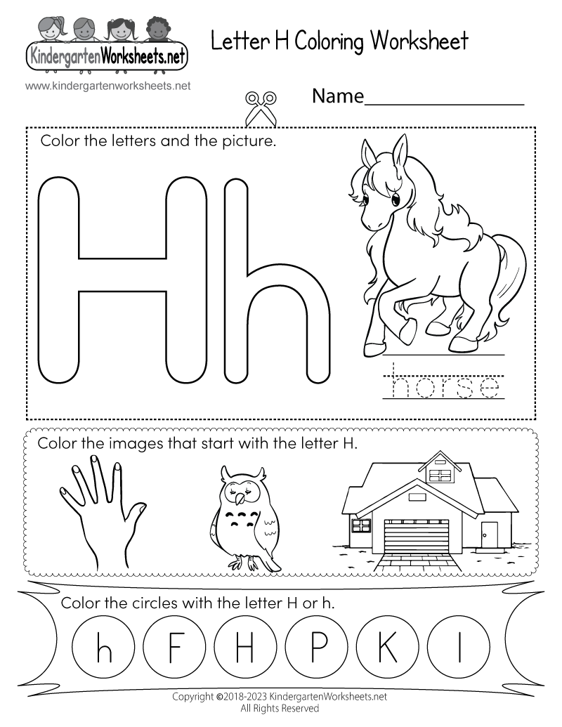 Free Printable Letter H Coloring Worksheet For Kindergarten Free Printable Letter H Coloring Worksheet For Kindergarten