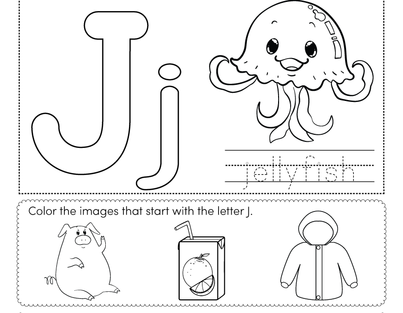 Free Printable Letter J Coloring Worksheet