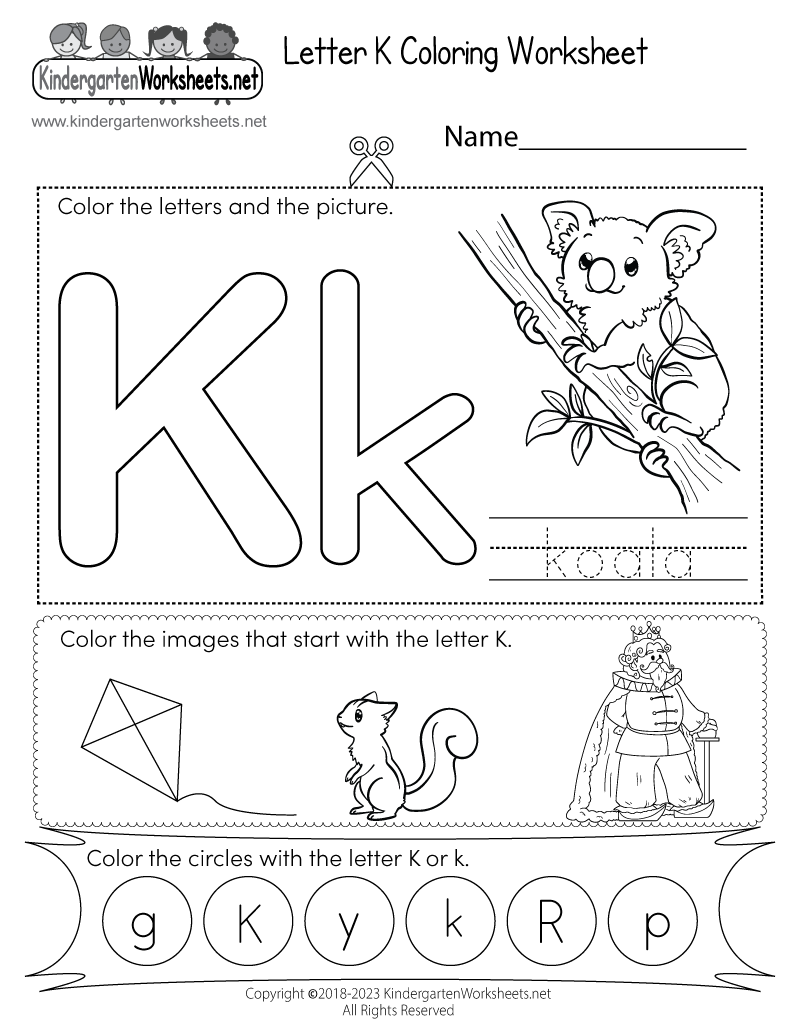 Free Printable Letter K Coloring Worksheet For Kindergarten Free Printable Letter K Coloring Worksheet For Kindergarten