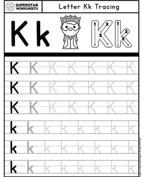 Free Printable Letter K Tracing Worksheets Pdf Kindergarten