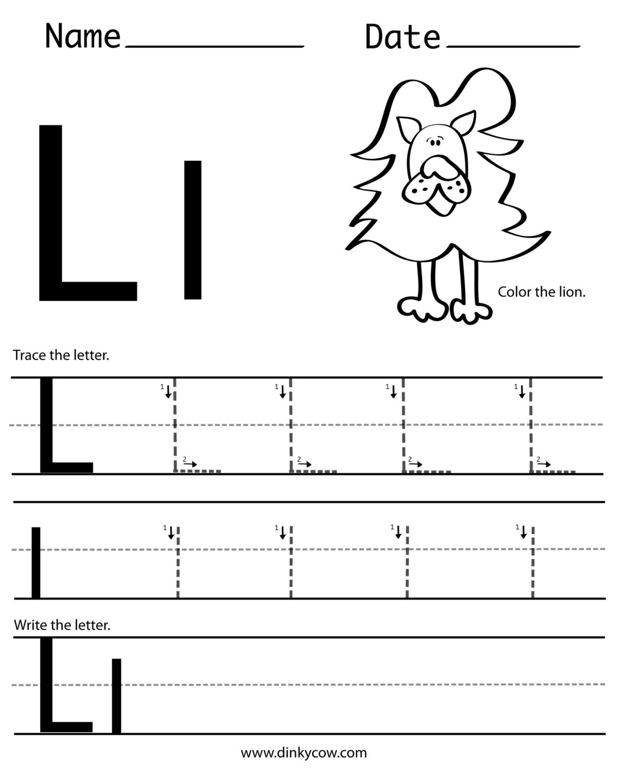 trace letter l printable trace letter l printable