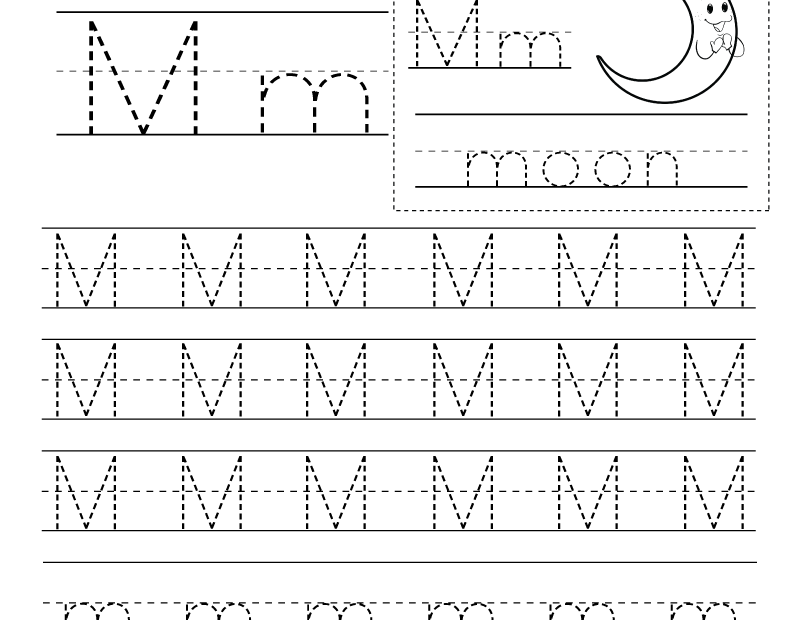 Free Printable Letter M Writing Practice Worksheet For Kindergarten