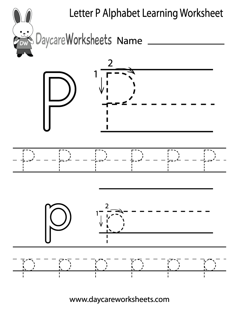 Free Printable Letter P Alphabet Learning Worksheet For Preschool