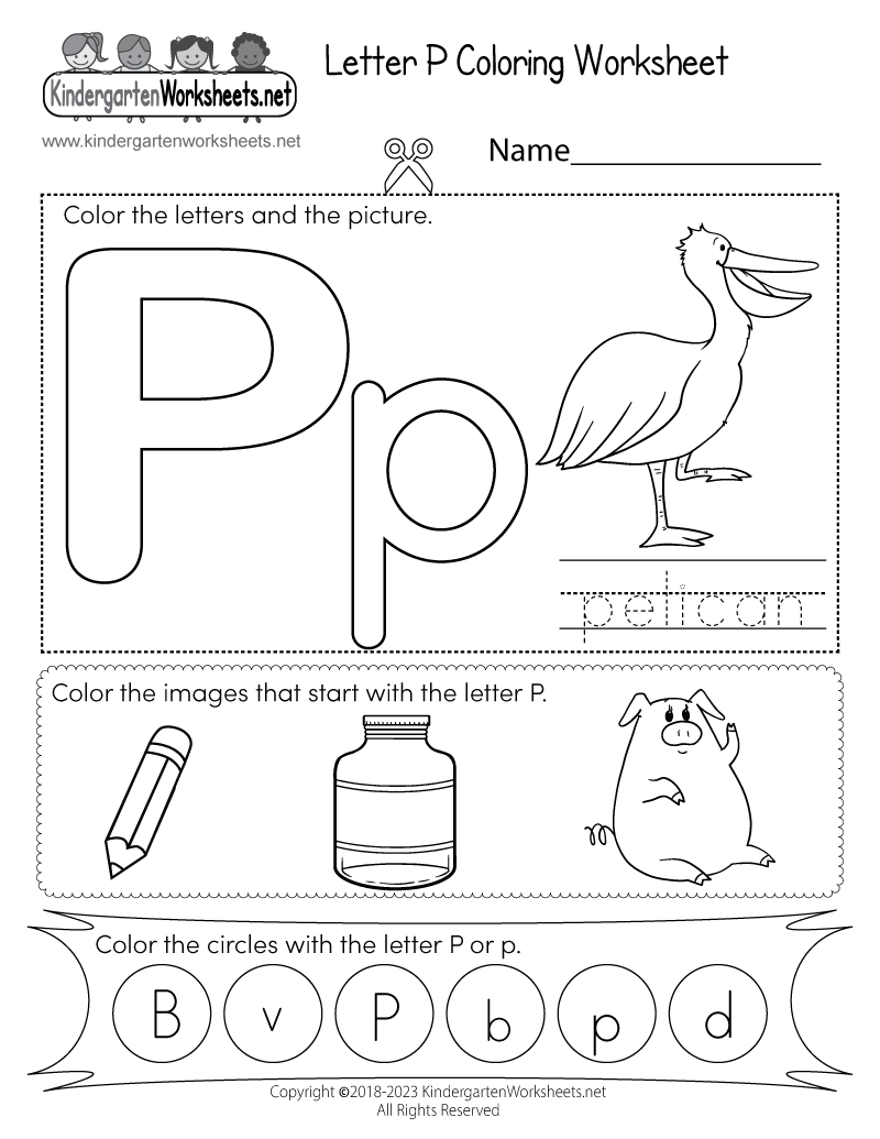 Free Printable Letter P Coloring Worksheet For Kindergarten Free Printable Letter P Coloring Worksheet For Kindergarten