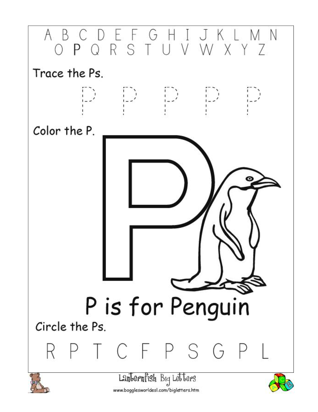 Free Printable Letter P Coloring Worksheet For Kindergarten Free Free Printable Letter P Coloring Worksheet For Kindergarten Free
