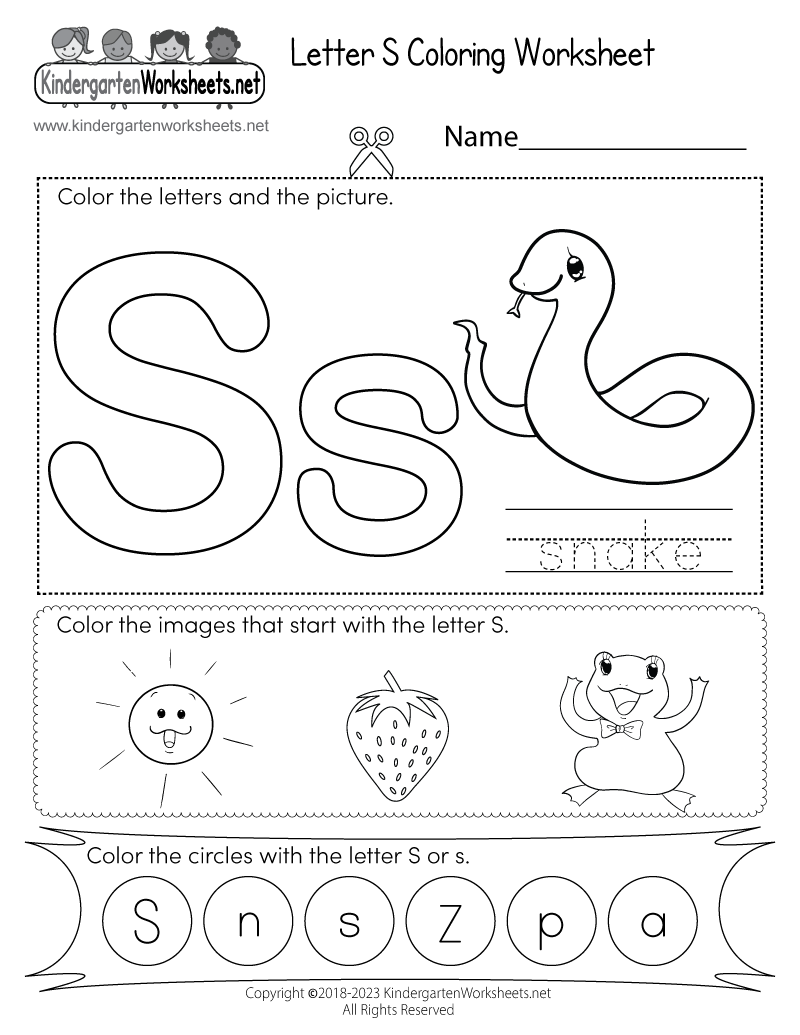 Free Printable Letter S Coloring Worksheet