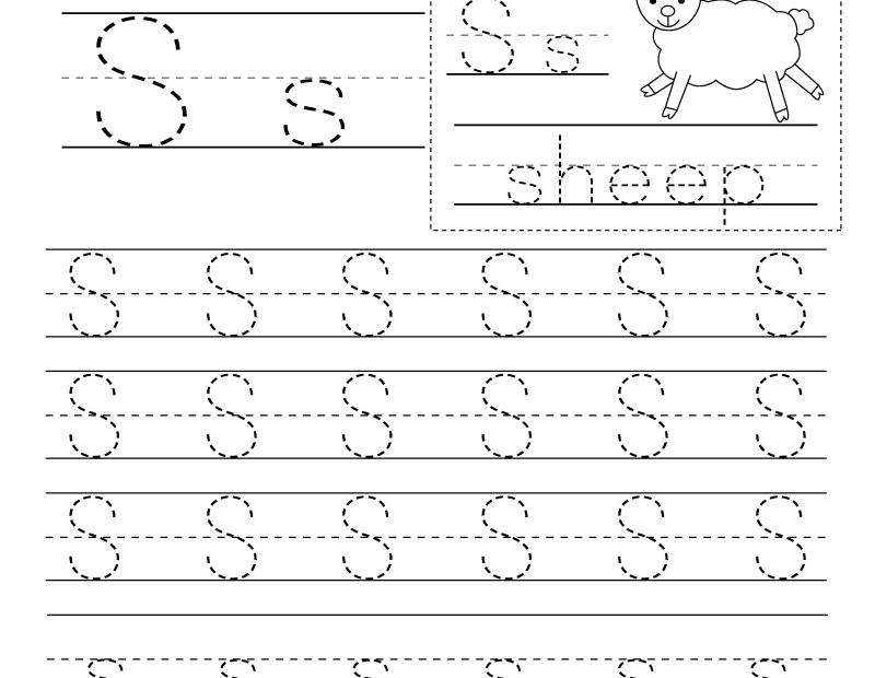 Free Printable Letter S Writing Practice Worksheet For Kindergarten