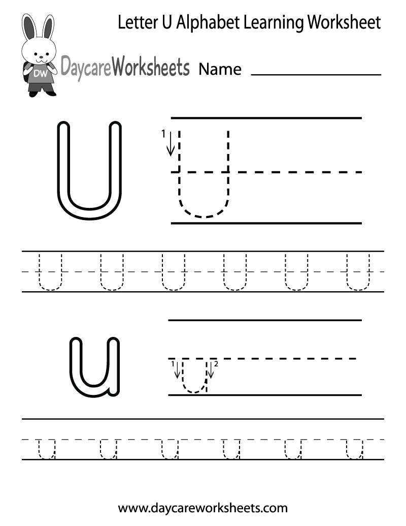 Free Printable Letter U Alphabet Learning Worksheet For Preschool Free Printable Letter U Alphabet Learning Worksheet For Preschool