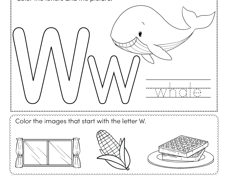 Free Printable Letter W Coloring Worksheet For Kindergarten