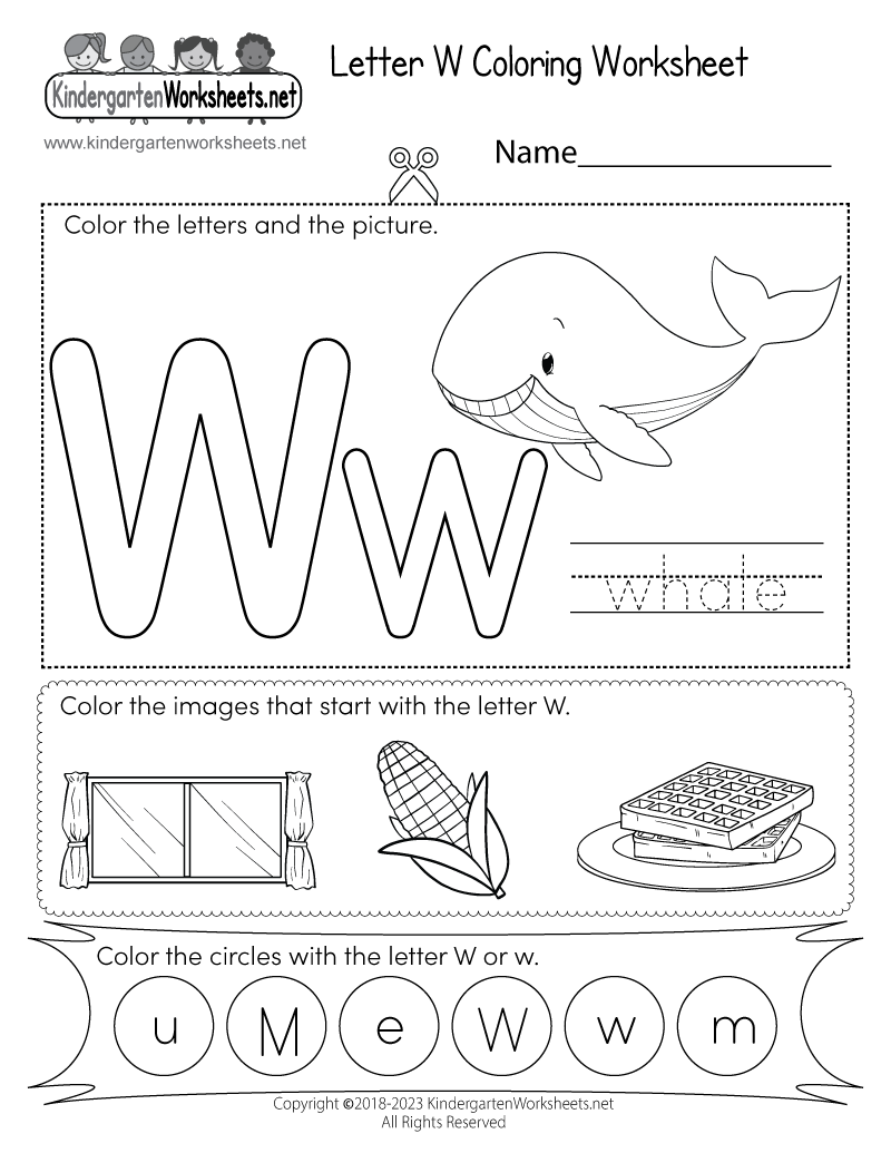 Free Printable Letter W Coloring Worksheet For Kindergarten Free Printable Letter W Coloring Worksheet For Kindergarten