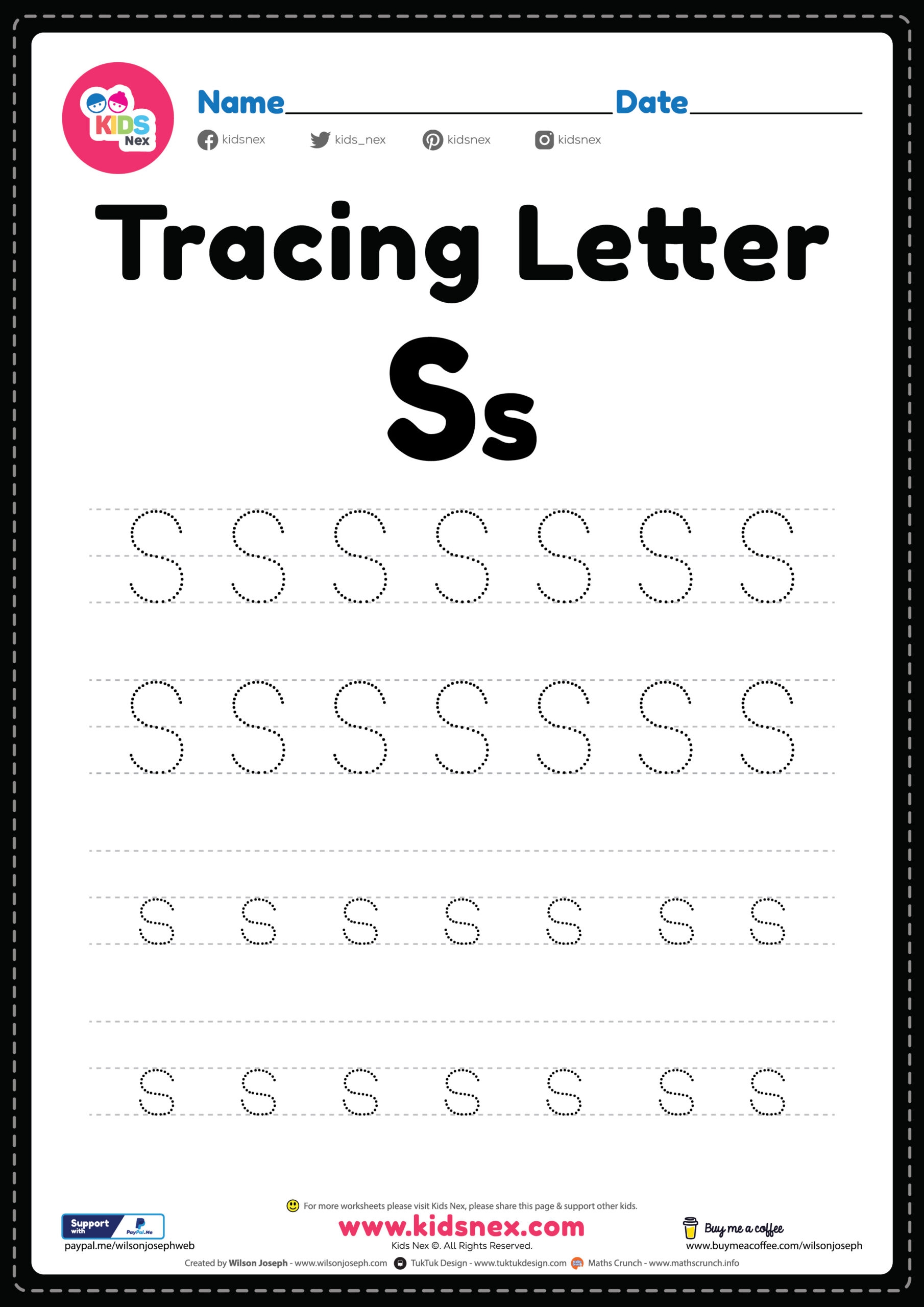 Free Printable PDF Tracing Letter S Alphabet Worksheet Free Printable PDF Tracing Letter S Alphabet Worksheet