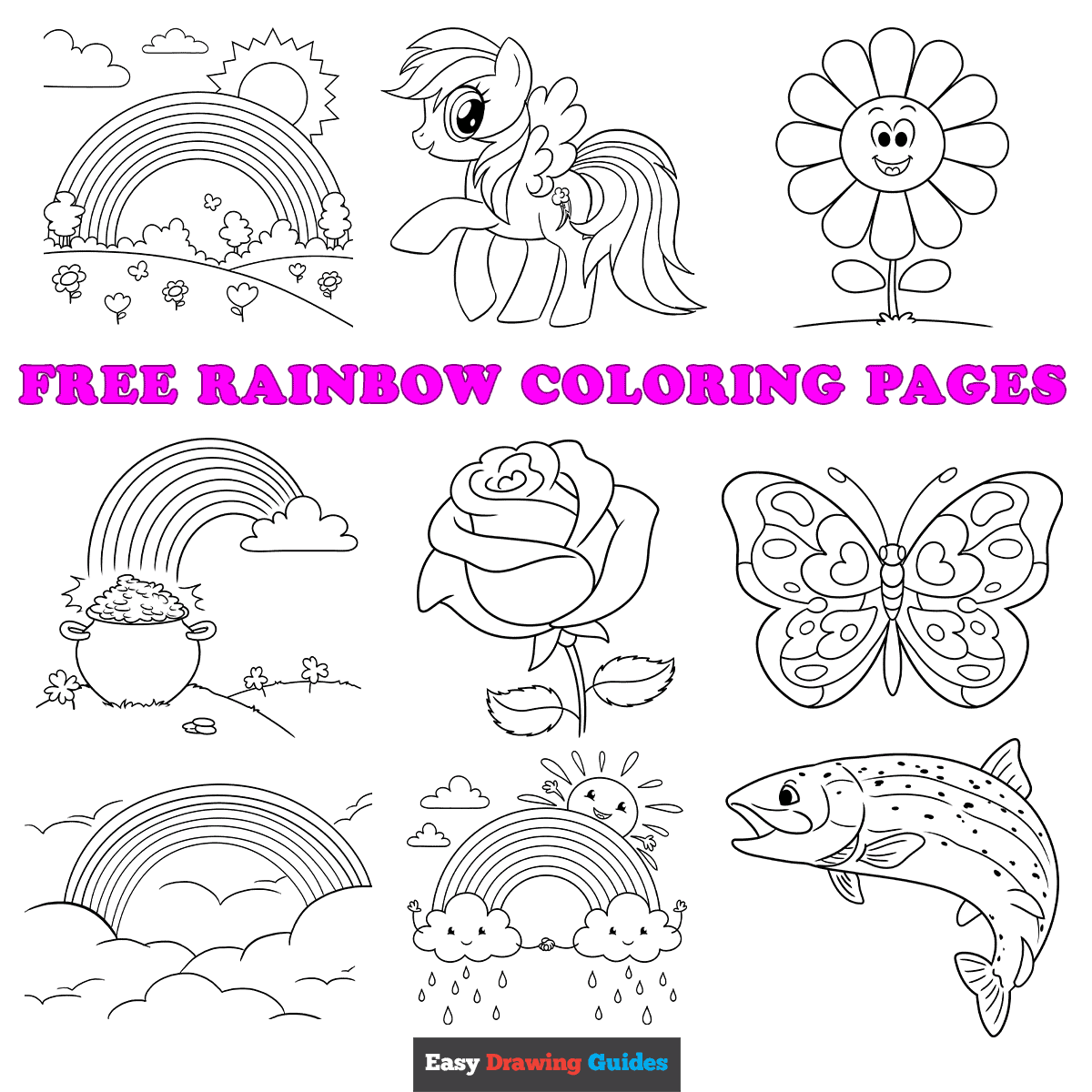 Free Printable Rainbow Color Pages For Kids Free Printable Rainbow Color Pages For Kids