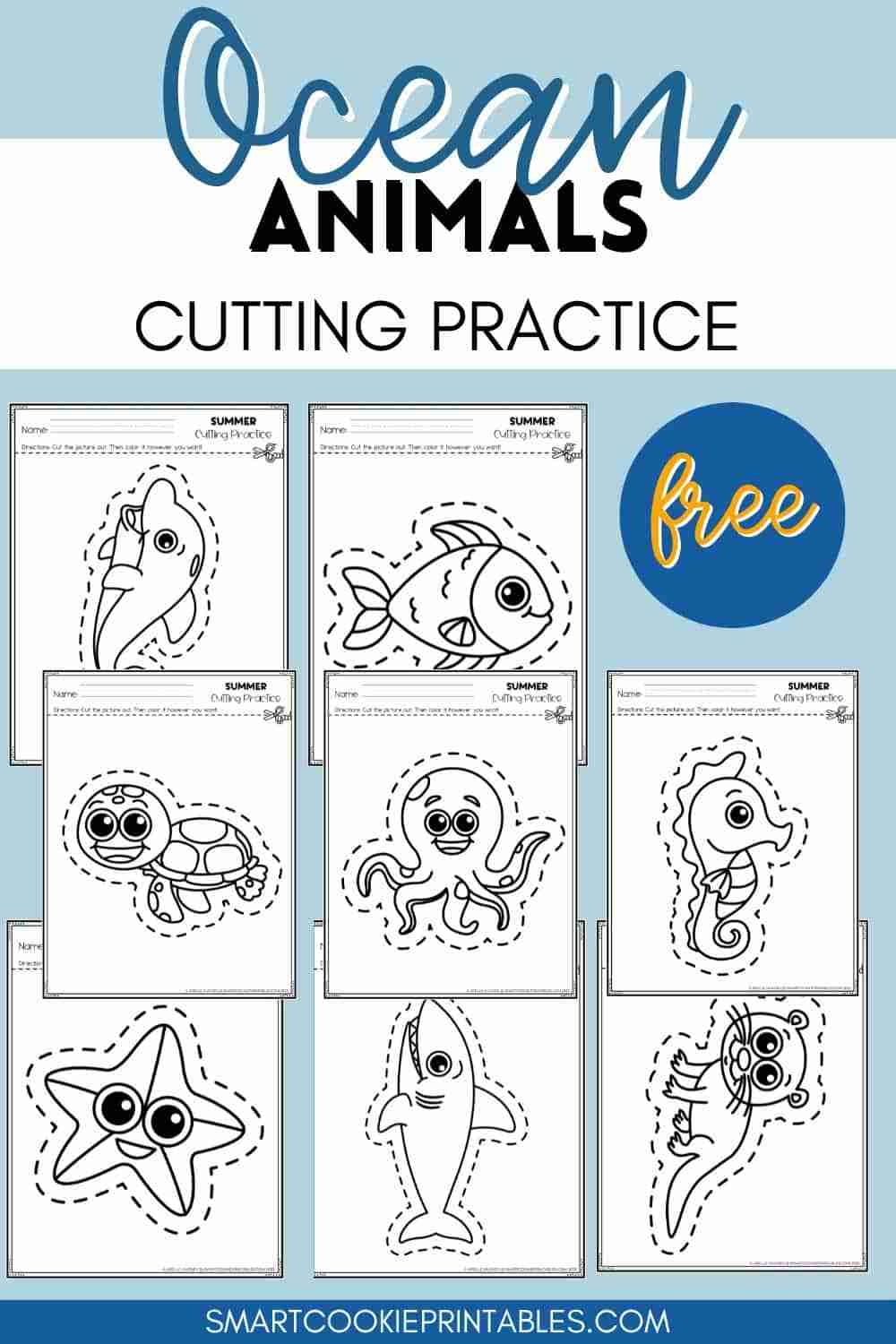 Free Printable Sea Animals Cutting Practice Smart Cookie Printables Free Printable Sea Animals Cutting Practice Smart Cookie Printables