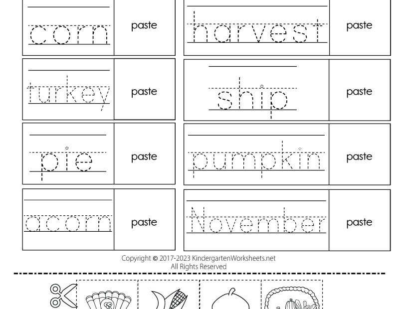 Free Printable Thanksgiving Tracing Worksheet