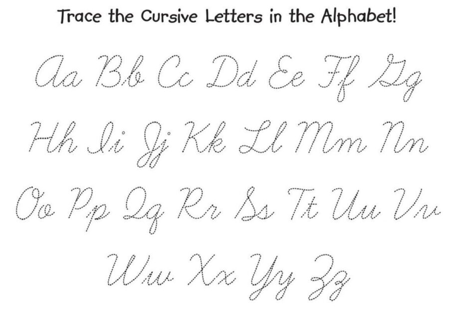 Free Printable Traceable Cursive Alphabet Tracing Worksheets