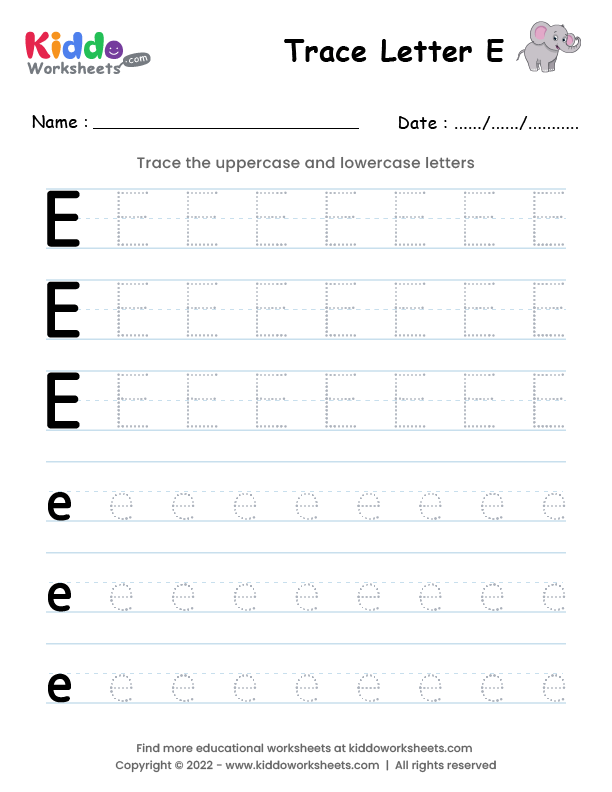 Free Printable Tracing Letter E Worksheet Kiddoworksheets Free Printable Tracing Letter E Worksheet Kiddoworksheets