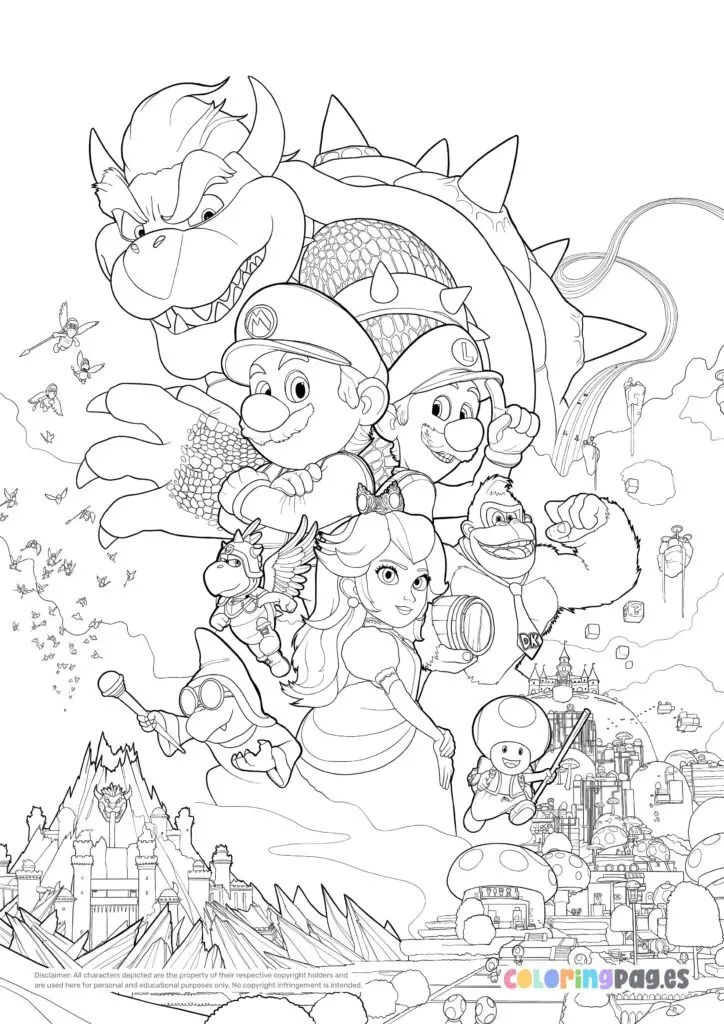 Free Super Mario Bros Movie Poster Coloring Page Free Super Mario Bros Movie Poster Coloring Page
