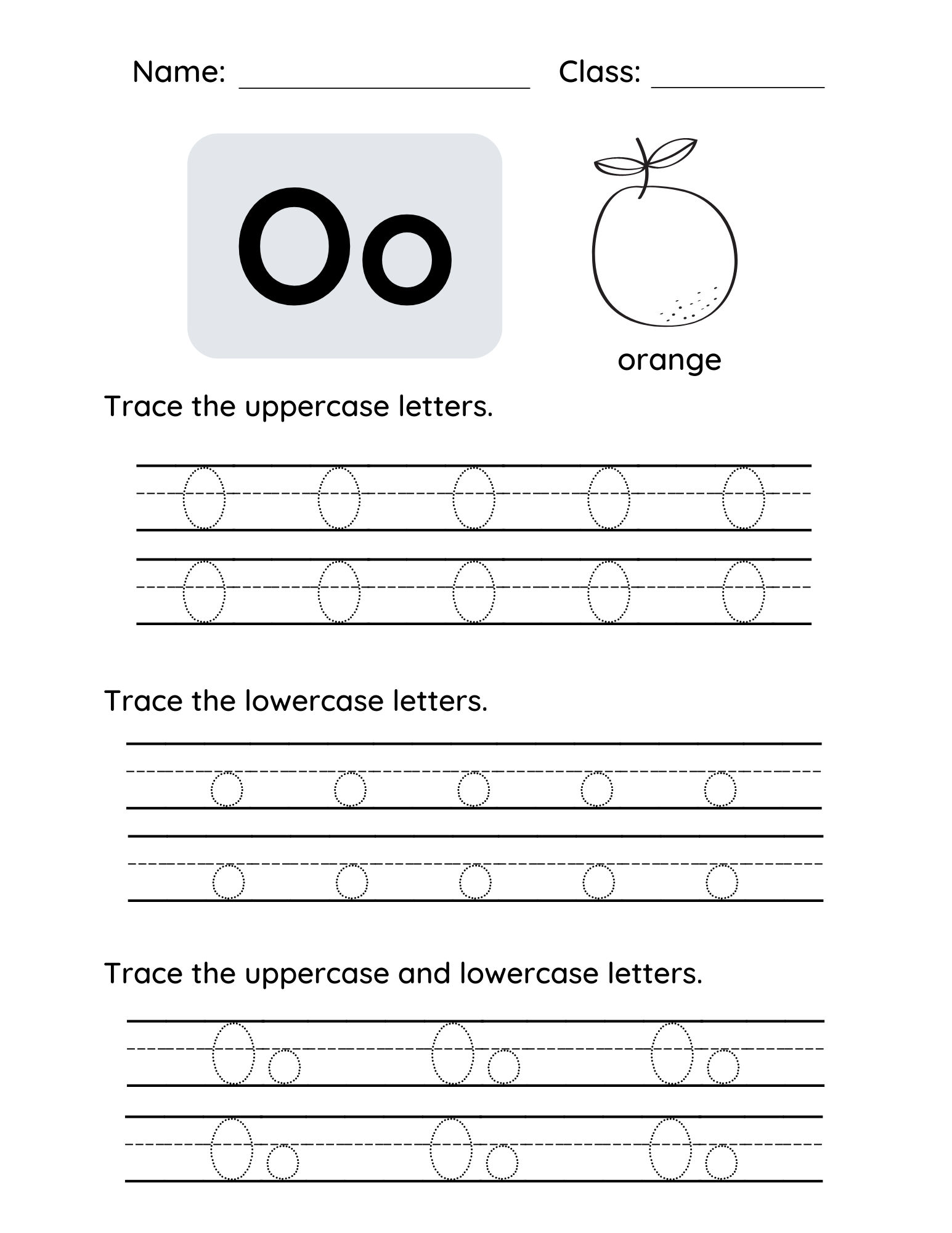 trace the letter o printable trace the letter o printable