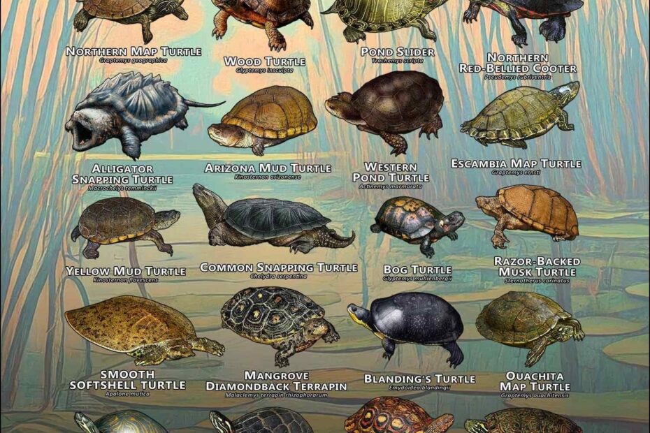 Freshwater Turtles Of North America Art Print Field Guide SIGNED BY