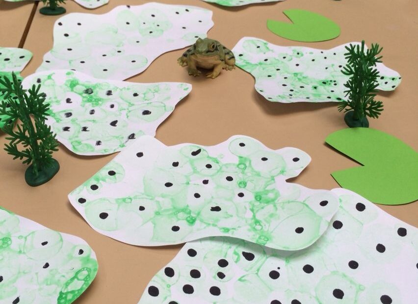 Frog Activities Painting Frog Spawn With Bubble Printing Frog Life