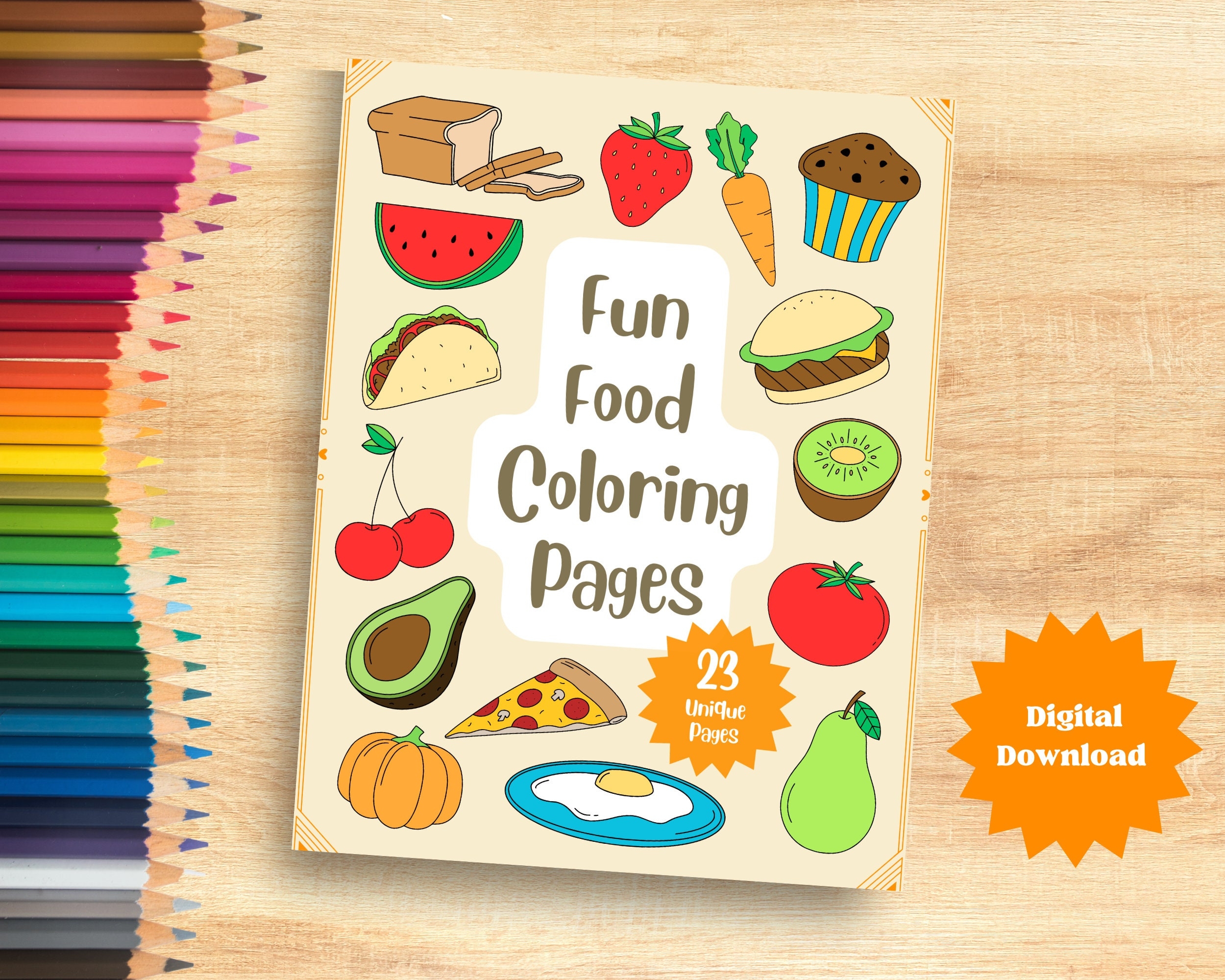Fun Food Coloring Pages 23 Coloring Pages Fun Coloring Etsy Fun Food Coloring Pages 23 Coloring Pages Fun Coloring Etsy