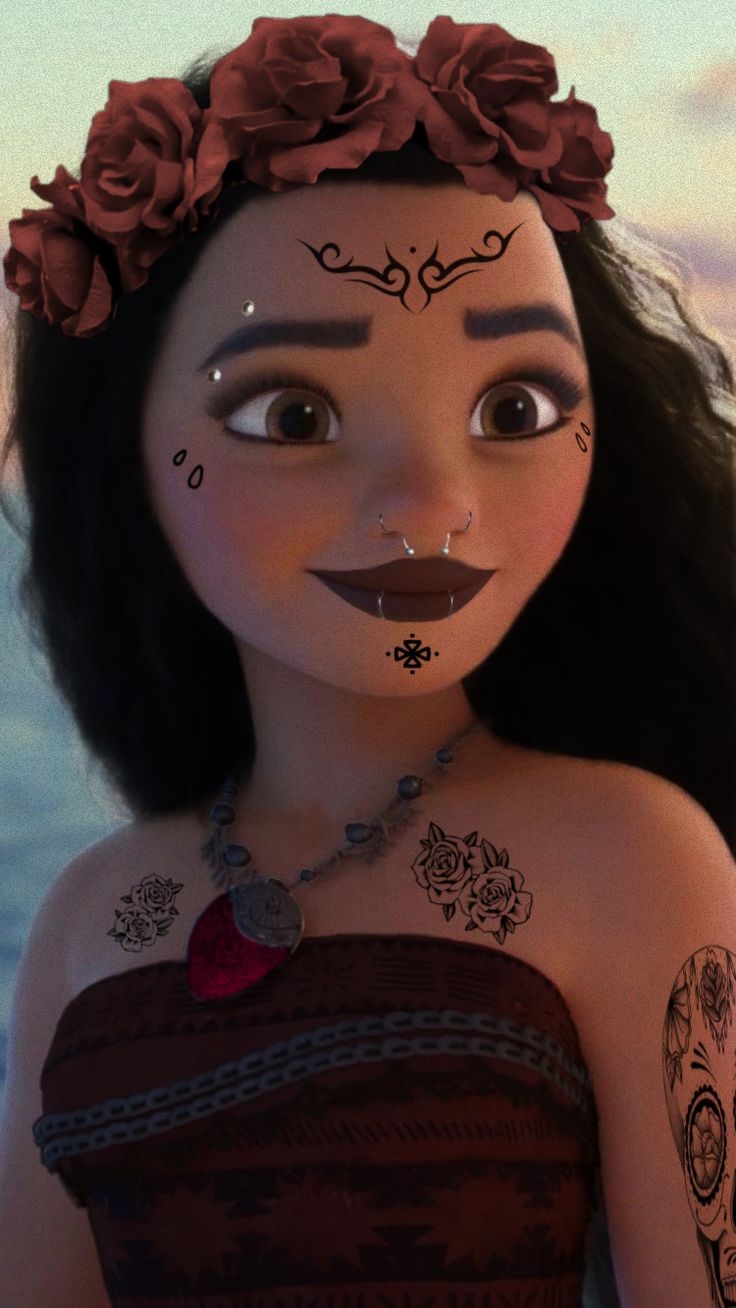 Goth Moana Disney Princess Tattoo Goth Disney Princesses Punk Disney Goth Moana Disney Princess Tattoo Goth Disney Princesses Punk Disney