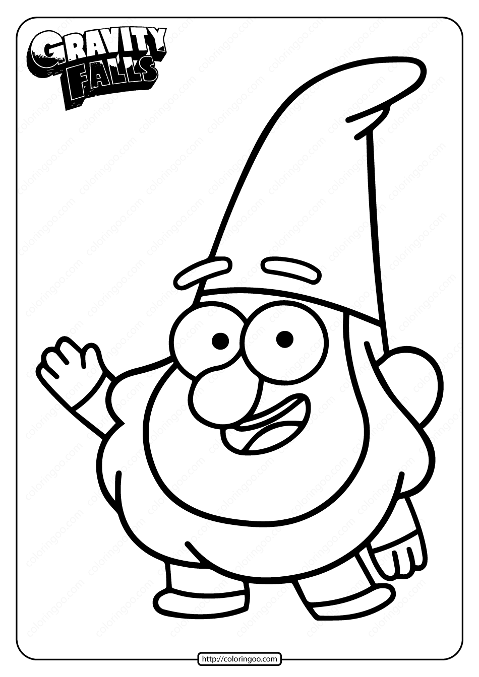 Gravity Falls Friendly Gnome Jeff Coloring Page Gravity Falls Friendly Gnome Jeff Coloring Page