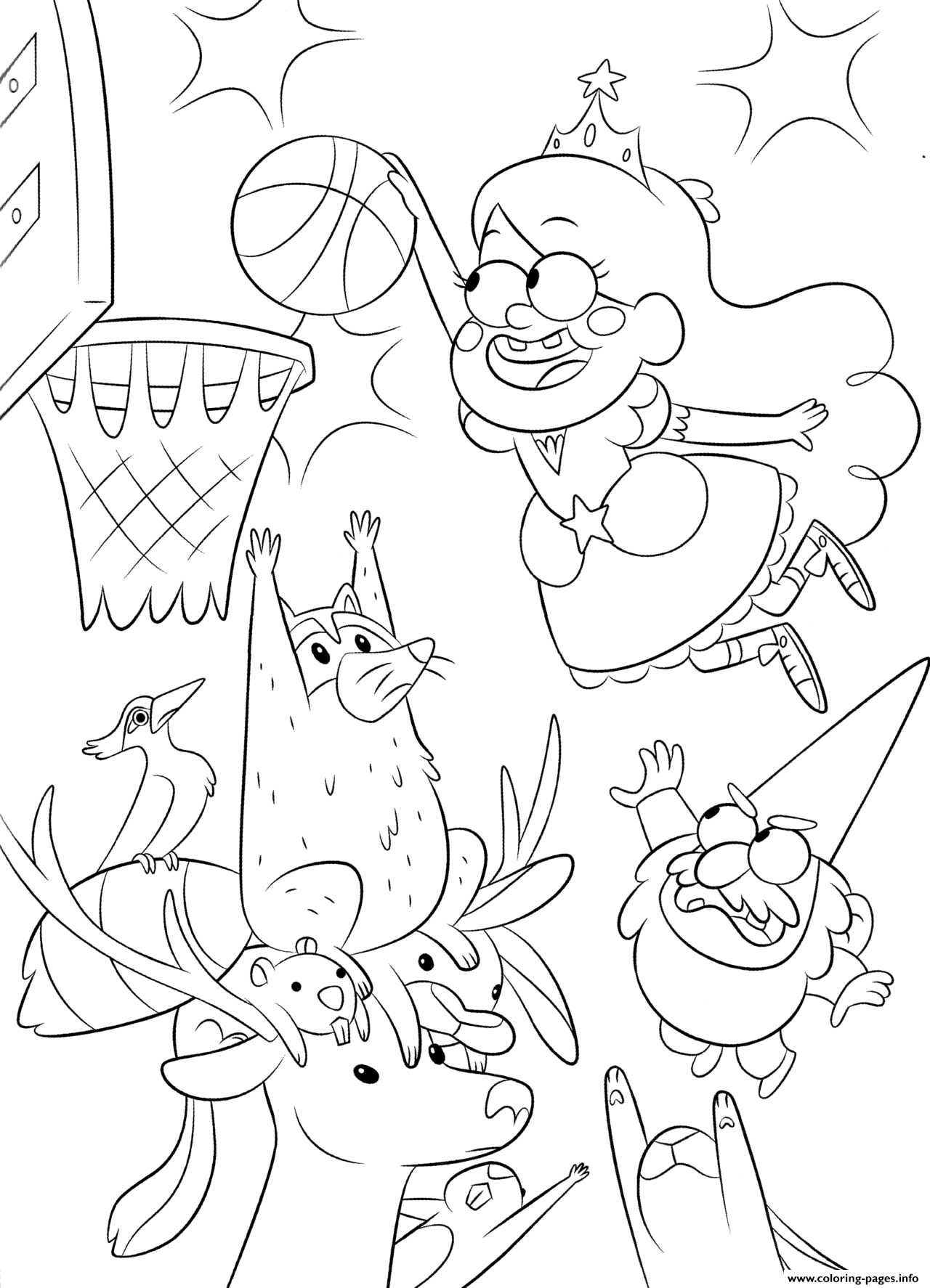 Gravity Falls Playing Basketball Coloring Page Printable Gravity Falls Playing Basketball Coloring Page Printable