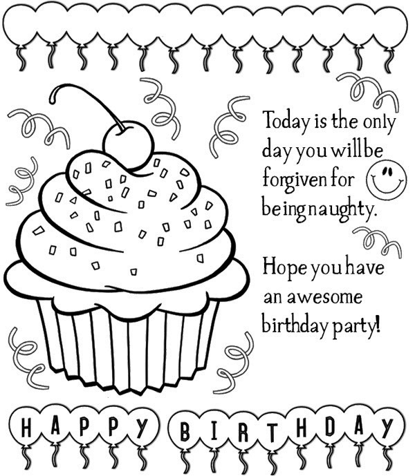 happy birthday card printable coloring happy birthday card printable coloring
