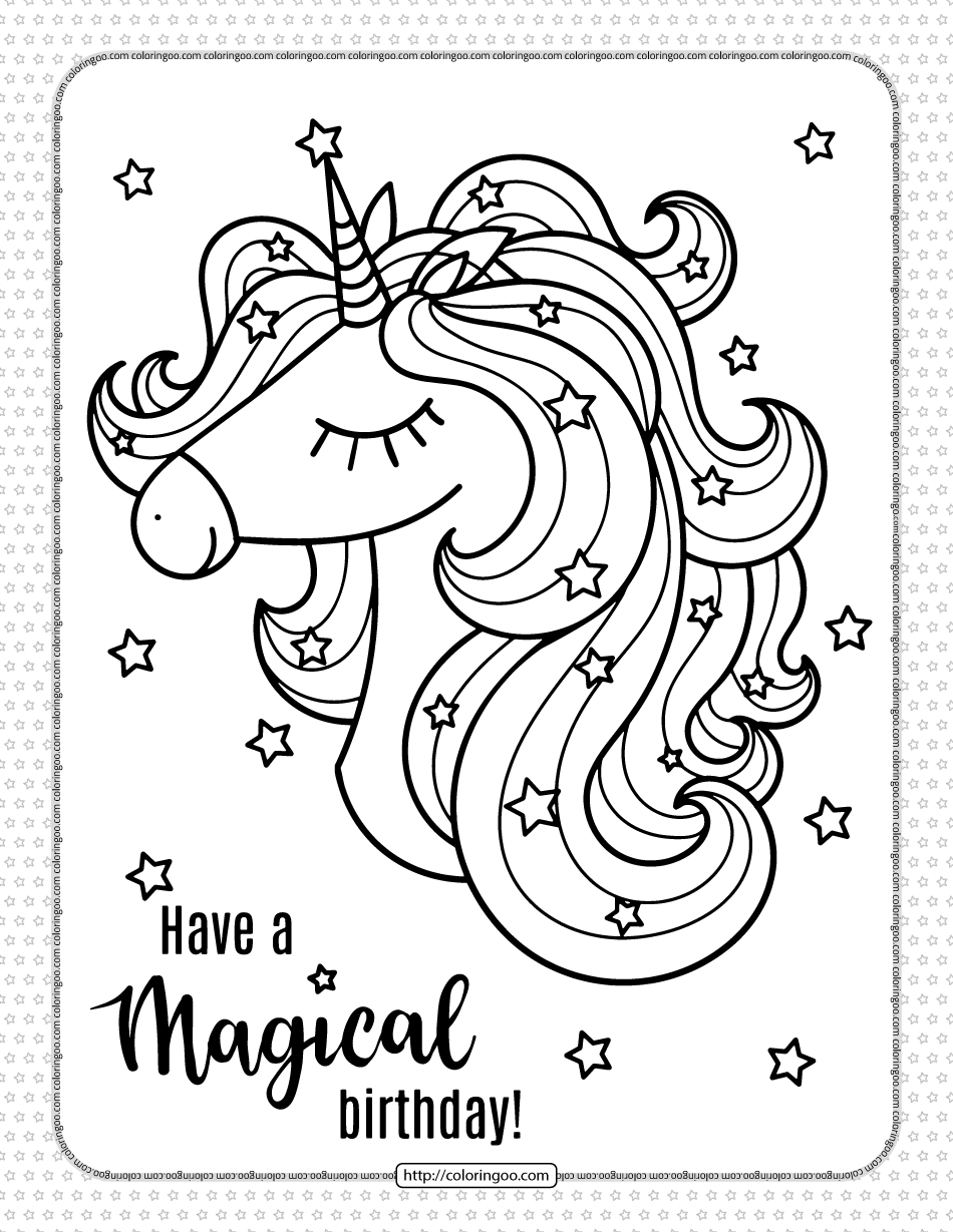 Happy Birthday Unicorn Coloring Sheet Happy Birthday Unicorn Coloring Sheet