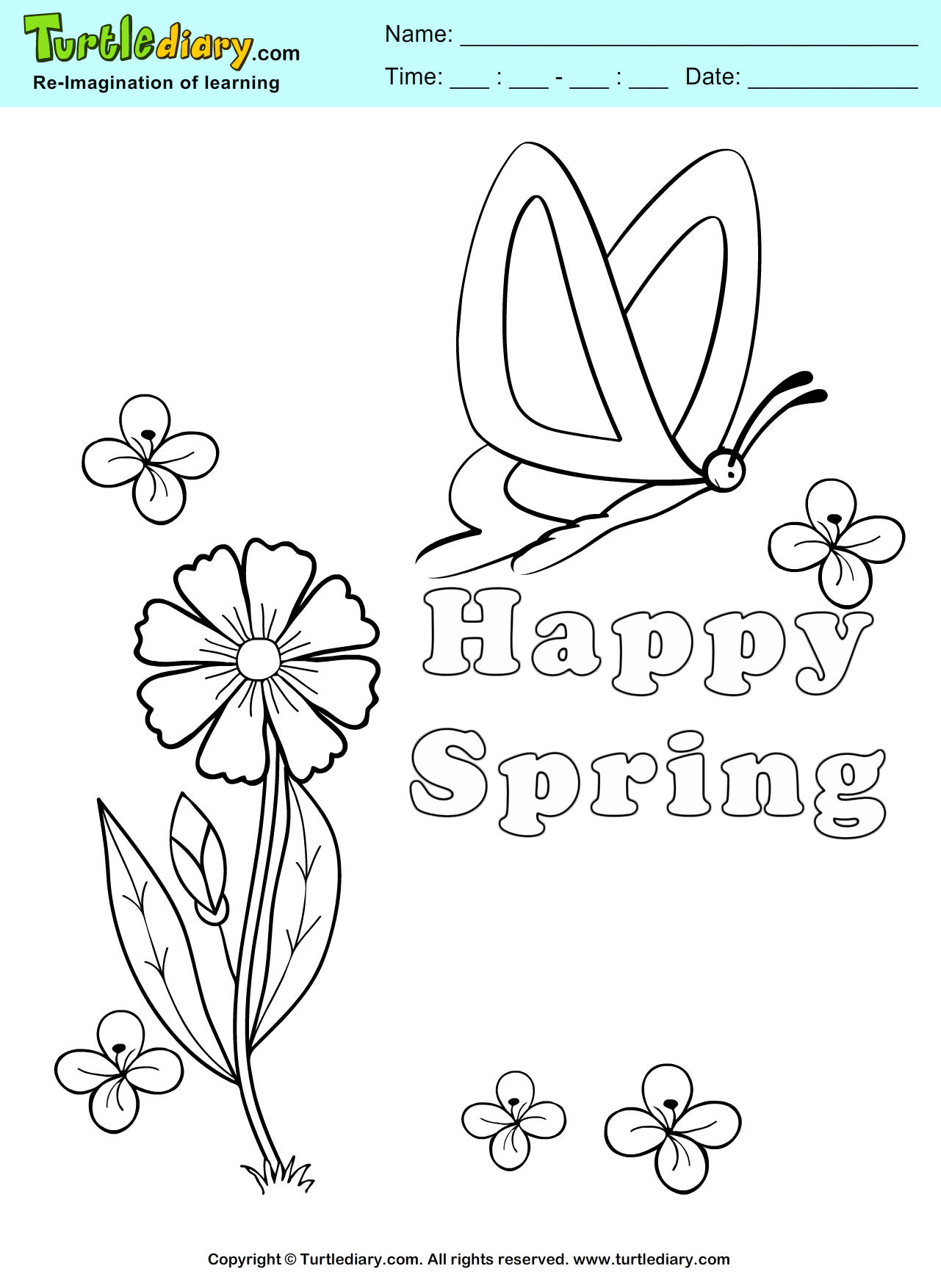 Happy Spring Coloring Page Turtle Diary Happy Spring Coloring Page Turtle Diary