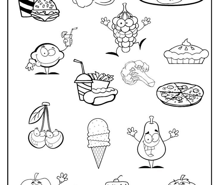 Healthy Food Worksheet Food Coloring Pages Kindergarten Worksheets