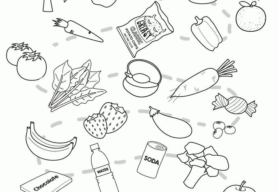 Healthy Foods Coloring Sheets Printable Coloring Pages