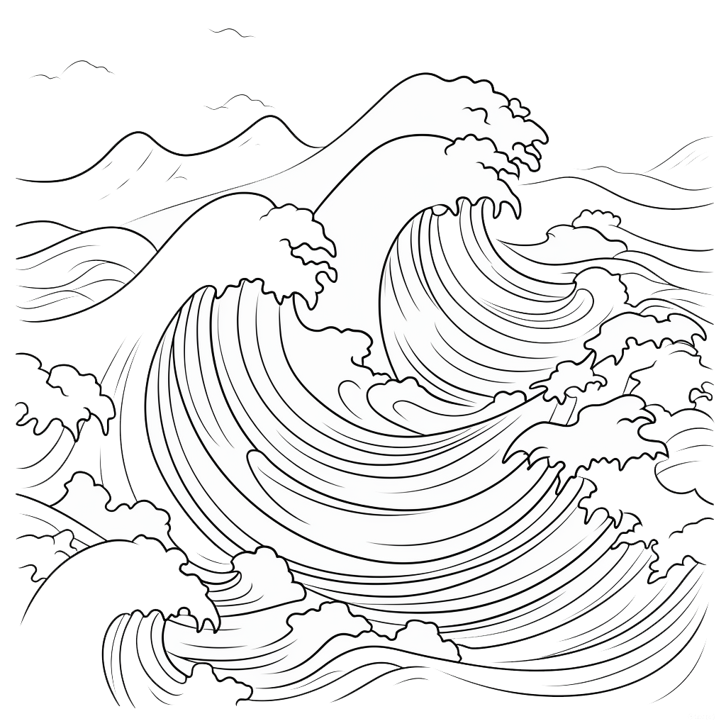 Japanese Waves Coloring Page Coloring Pages Japanese Waves Coloring Page Coloring Pages