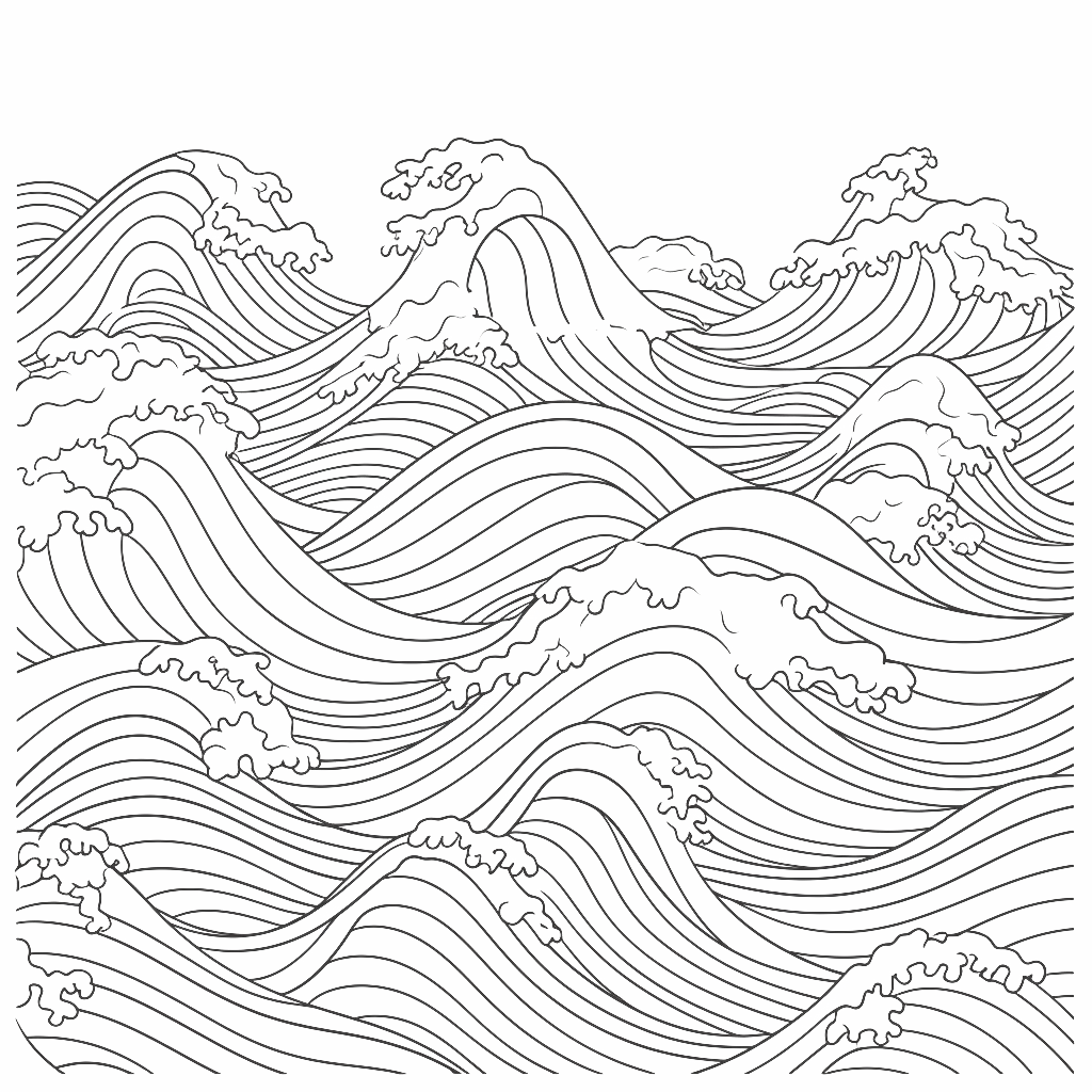 Japanese Waves Coloring Page Coloring Pages Japanese Waves Coloring Page Coloring Pages
