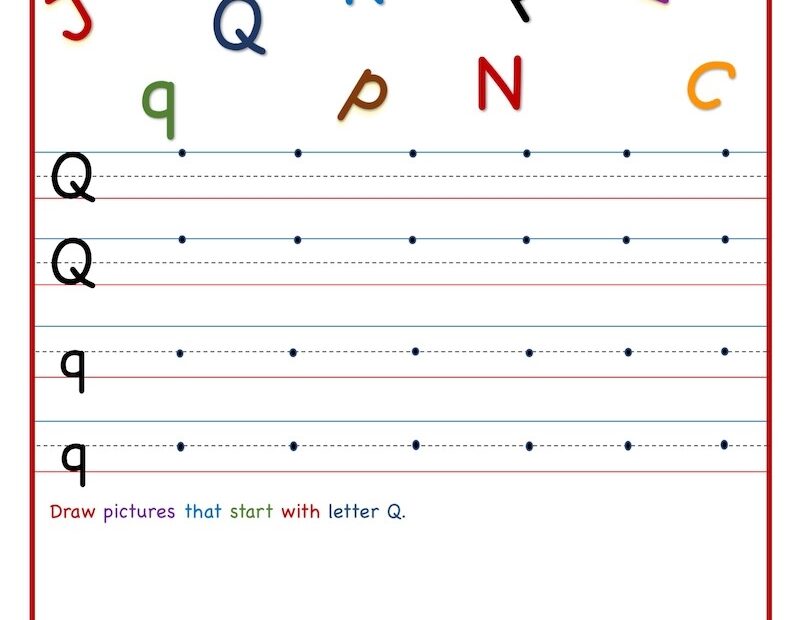 Kindergarten Letter Q Writing And Activity Worksheet KidzeZone