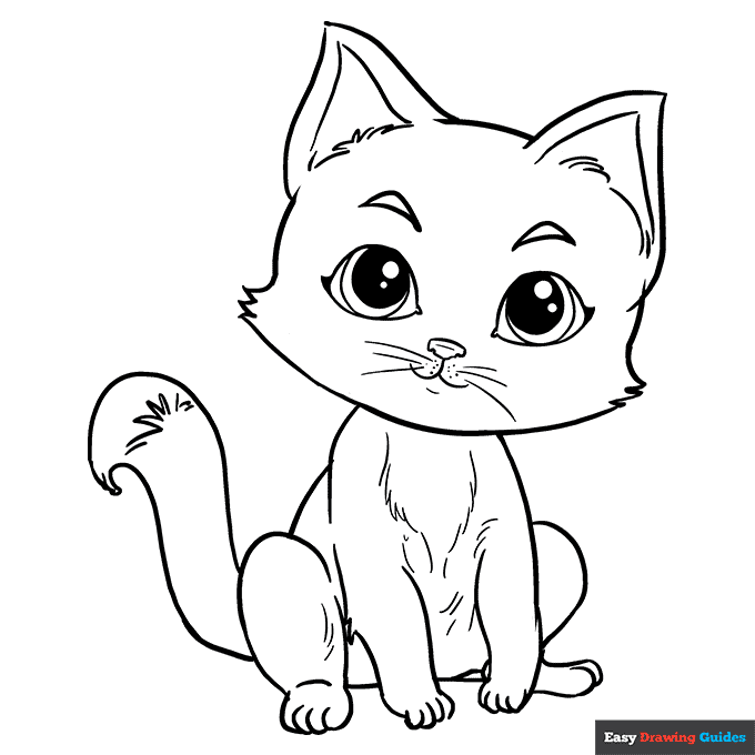 Kitten Coloring Page Easy Drawing Guides Kitten Coloring Page Easy Drawing Guides