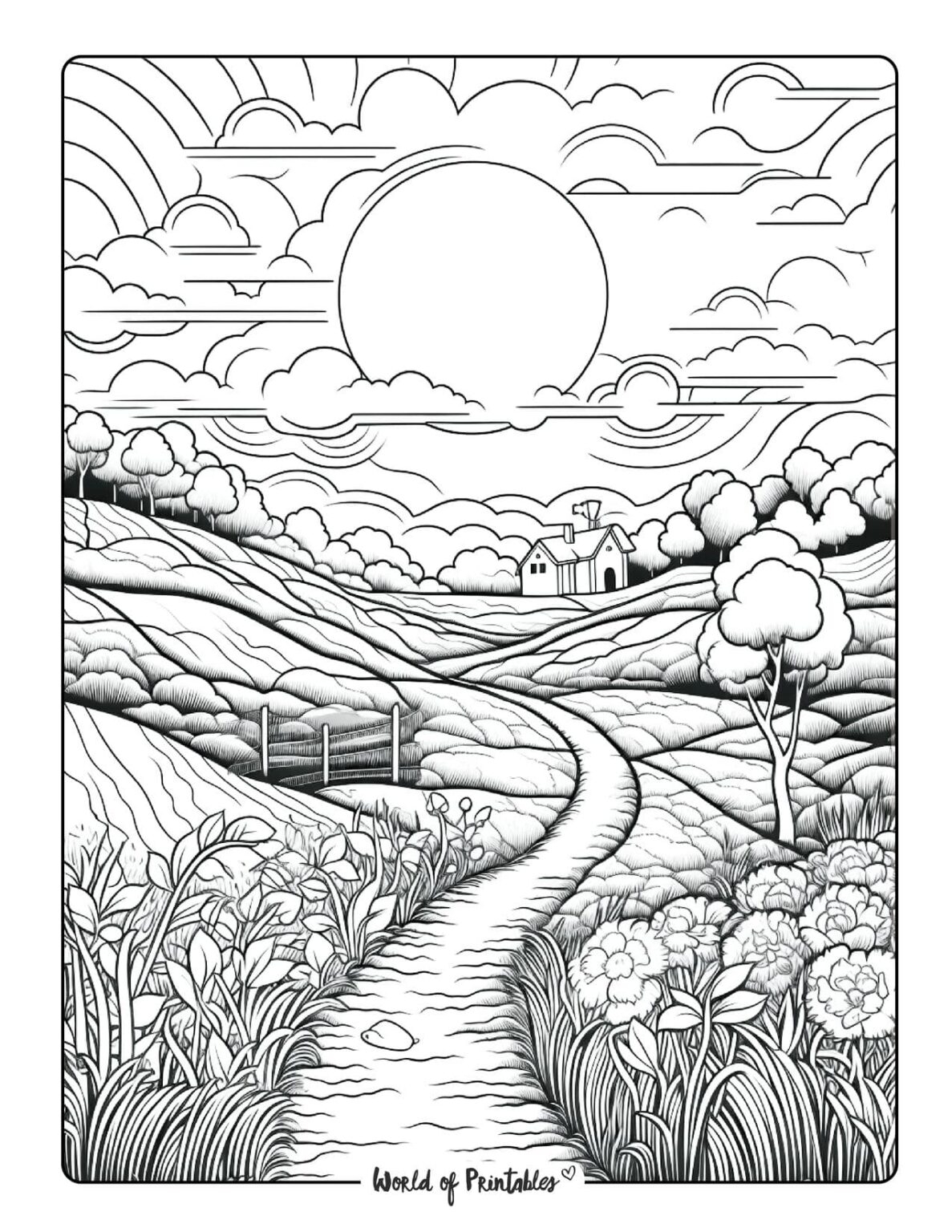 Landscape Coloring Pages World Of Printables Landscape Coloring Pages World Of Printables