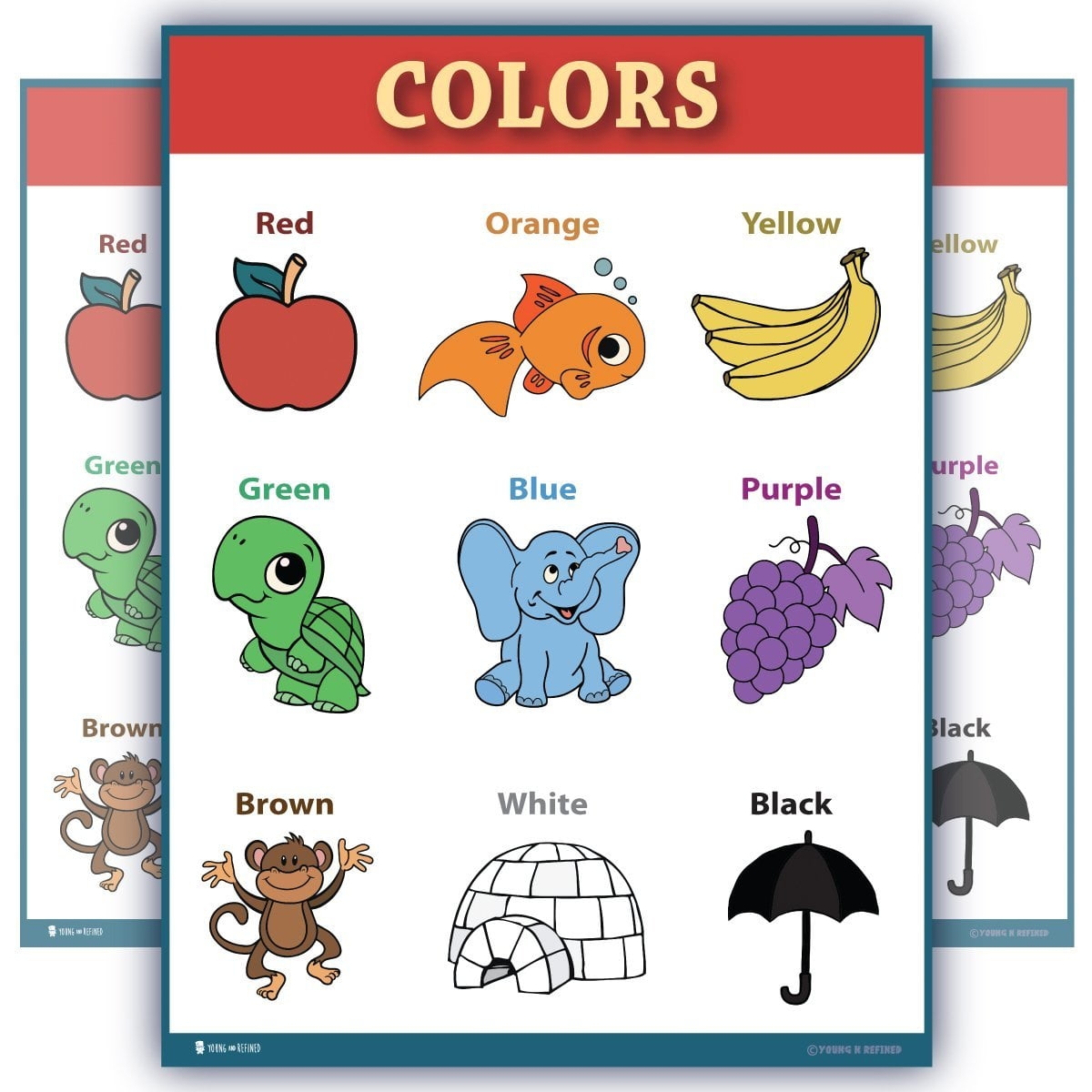 Learning Colors Educational Poster LAMINATED Chart For Toddlers Learning Colors Educational Poster LAMINATED Chart For Toddlers