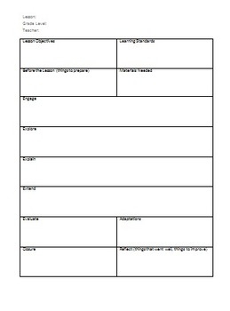Learning Cycle Lesson Plan Template By Science Sense TpT