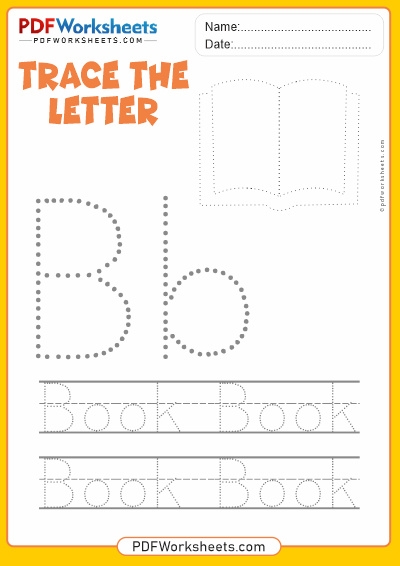 Letter B Tracing PDF Worksheet Trace And Color Object Letter B Tracing PDF Worksheet Trace And Color Object