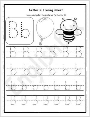 Letter B Tracing Writing Practice Worksheet EnglishBix