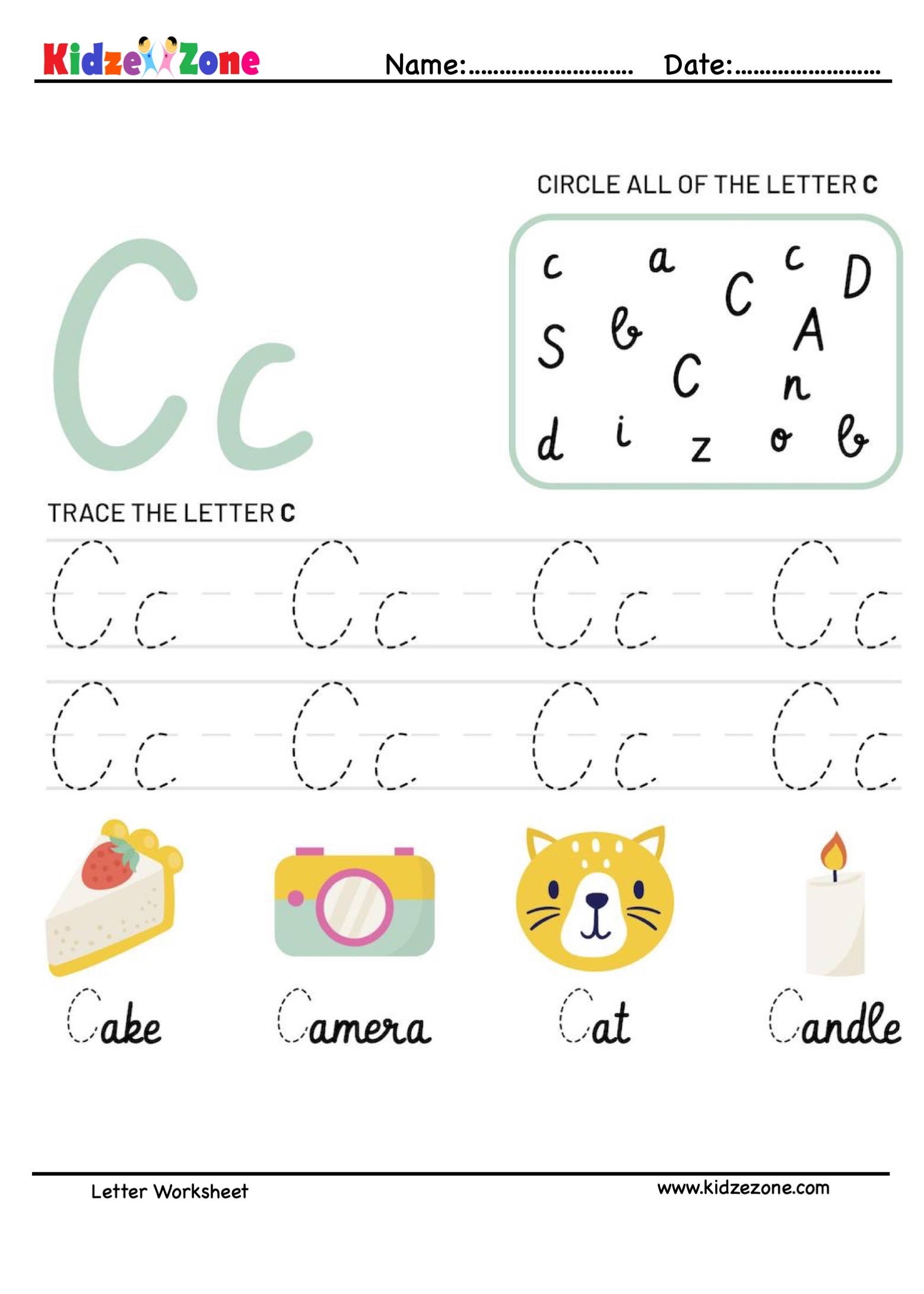 Letter C Tracing And Fun Worksheet KidzeZone Worksheets Library Letter C Tracing And Fun Worksheet KidzeZone Worksheets Library