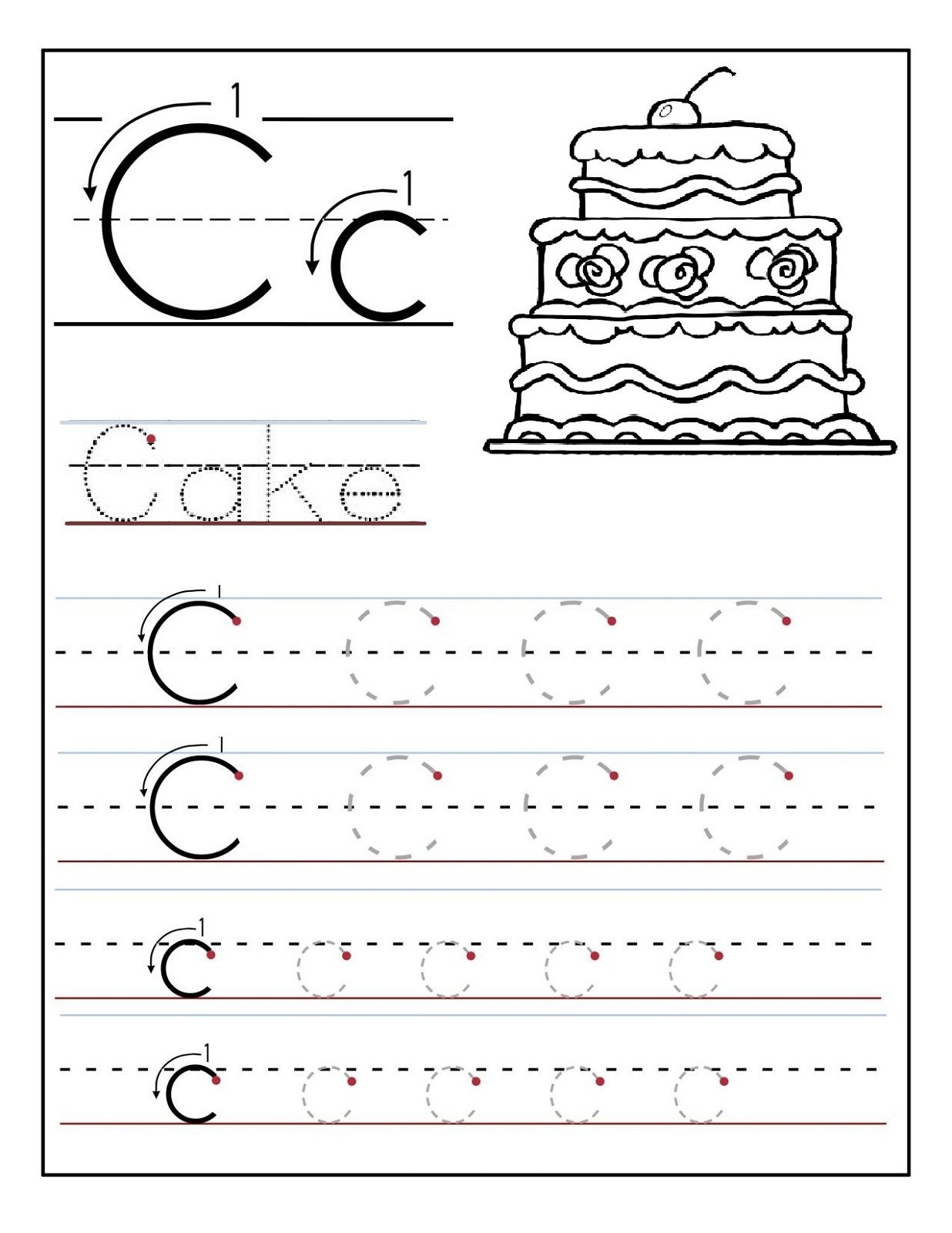 tracing the letter c worksheets tracing the letter c worksheets