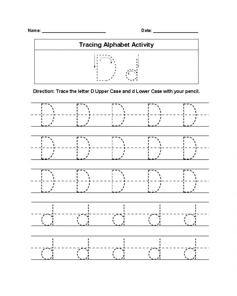 Letter D Trace Sheet Letter D Trace Sheet