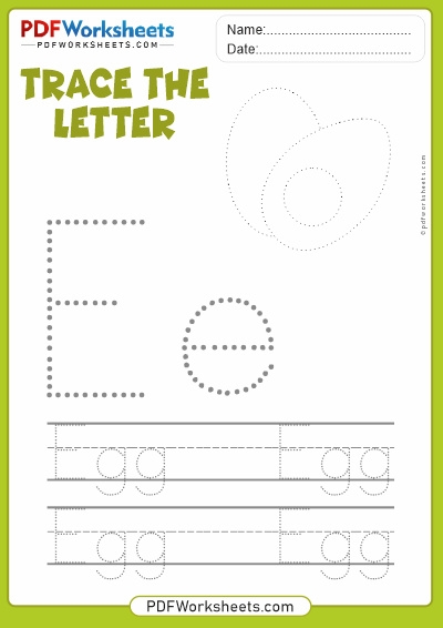 Letter E Tracing PDF Worksheet Trace And Color Object Letter E Tracing PDF Worksheet Trace And Color Object