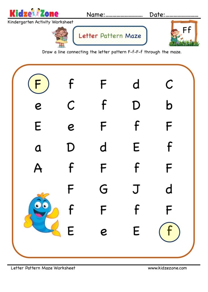 Letter F Maze Worksheet KidzeZone Letter F Maze Worksheet KidzeZone